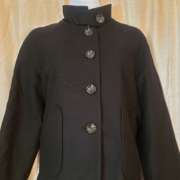 NWOT Banana Republic black wool pea coat jacket Womens Medium - Picture 2 of 7